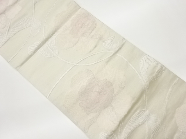 リサイクル　牡丹唐草模様織出し袋帯